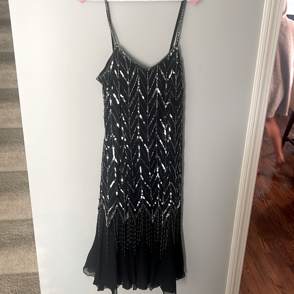 Vintage Oleg Cassini By He-Ro Silk Beaded Sequin Flapper Gatsby Style Dress 10